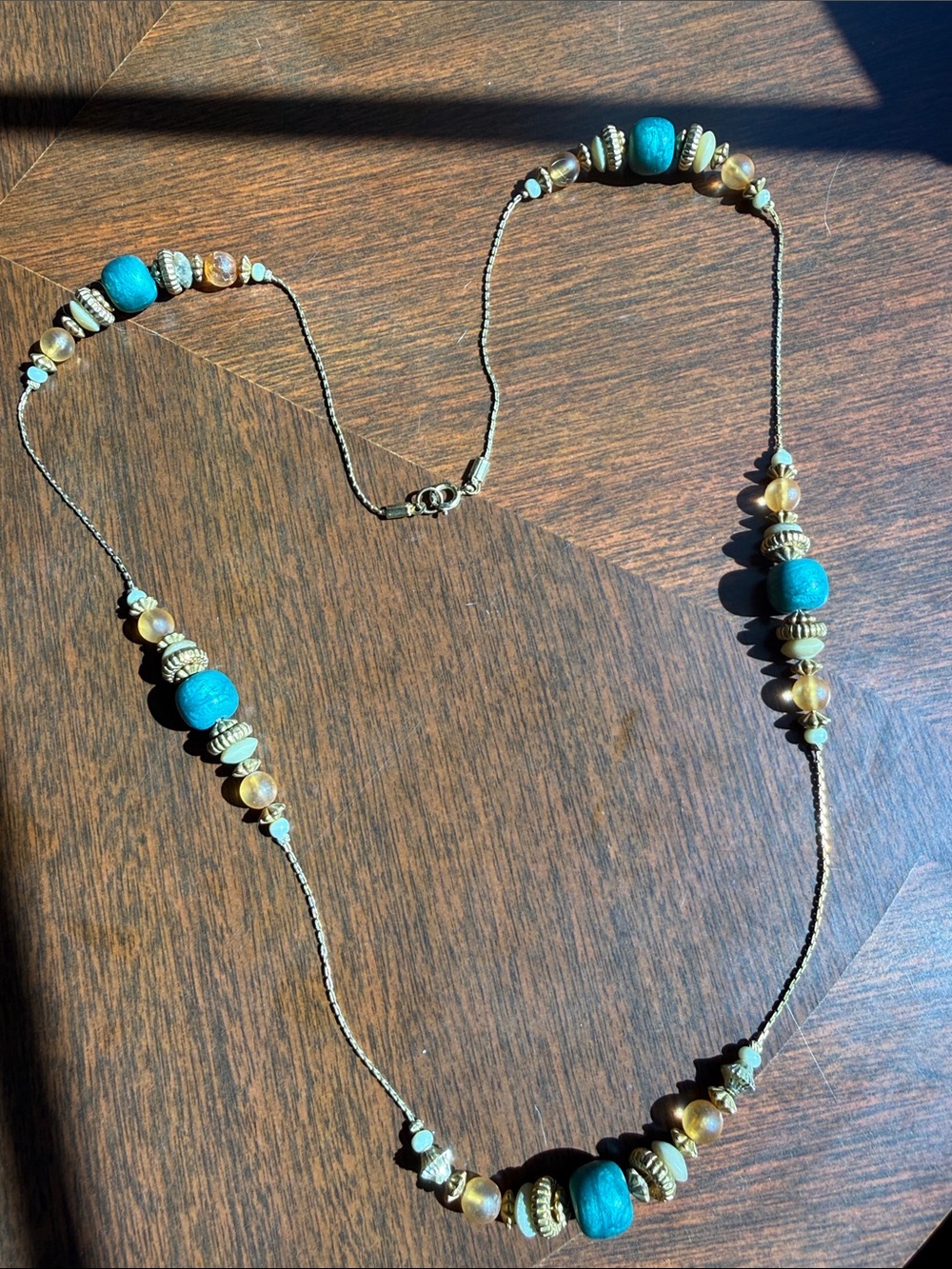 Vintage Turquoise Bead Necklace – Southwestern Boho Style
